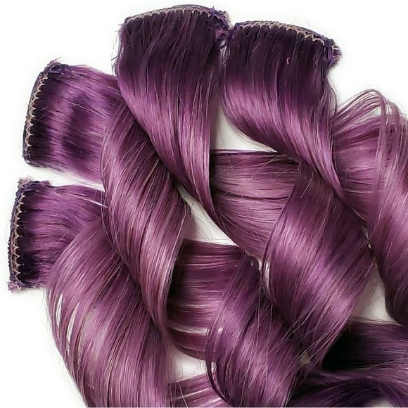 Intense Purple clip in human hair extensions - Picture 2 of 3